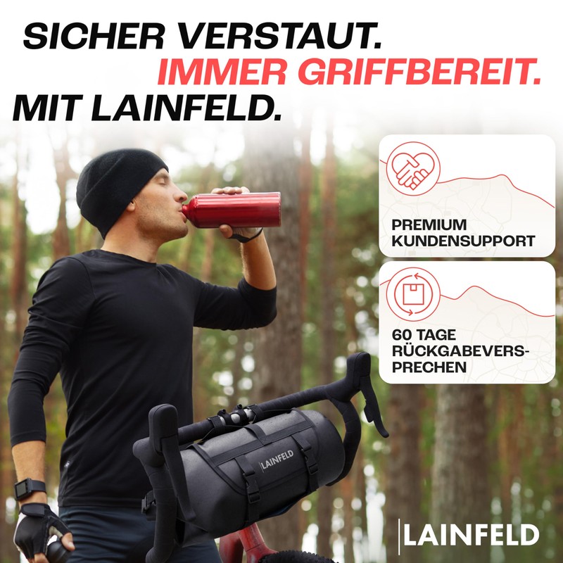 LAINFELD Bicycle Handlebar Bag [8 Litres] | 100% Waterproof |