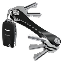 ChiiGe Key Organizer Keybar Key storage Key Holder Keychain Keyring KeySmart Belt Key Holder Minimalist Smart Key Chain Minimalist Pocket-Sized EDC Keychain, Loop Piece for Car Fobs, Black, One Size