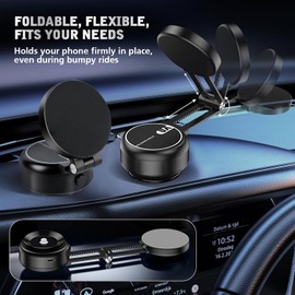 Electric Vacuum Magnetic Suction Phone Holder,Adjustable Suction Cup Phone Mount for Car,Foldable Smart Double-Sided Magnetic Phone Holder,Strong Magnetic Car Phone Holder for All Phone Types (Silver)