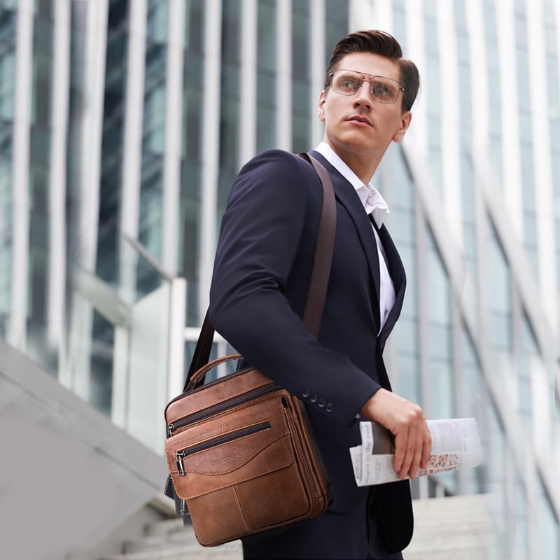 COSCOOA Shoulder Bag for Men Leather Man Purse Crossbody for