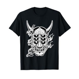 Trippy Hannya Mask Blackwork T-Shirt