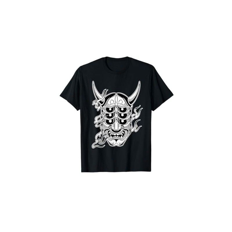 Trippy Hannya Mask Blackwork T-Shirt