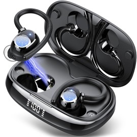 Tukio Wireless Earbuds, Bluetooth 5.4 Headphones with 4 HD ENC Noise Cancelling Mic, 80H Wireless Headphones In Ear Stereo Deep Bass with LED Display, IPX7 Waterproof Ear Buds with Earhooks for Sport