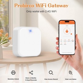 Probrico Wi-Fi Gateway for Smart Door Lock Remote Control Smart Fingerprint Lock,G2 Smart Hub Compatible with Alexa Voice Control, Works with 2.4 GHz,White