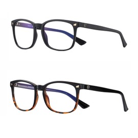 DUCO Blue Light Blocking Glasses 2 Pack Computer Gaming Glasses Women Men Blue Light Blocker Eyeglasses Square Frame Anti Eye Eyestrain 5201S