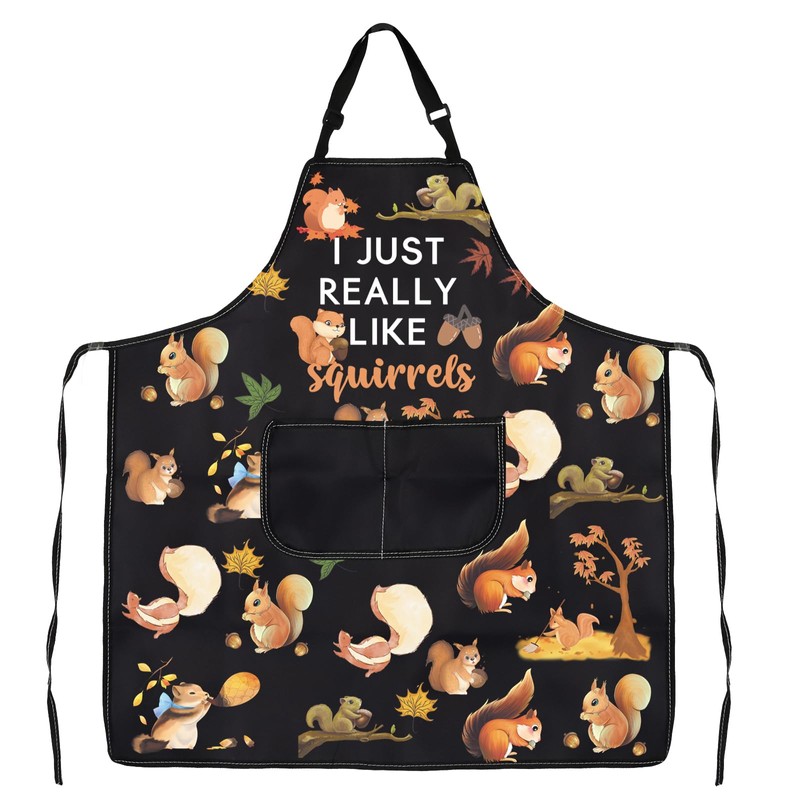ENSIANTH Squirrel Apron Squirrel Cooking Kitchen Apron With Pockets Squirrel