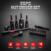 EZARC 55PCS Magnetic Impact Nut Driver Set, 1/4" Hex Shank