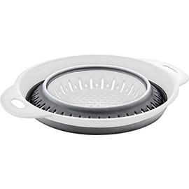 QiMH Colador plegable y escurridor, 5 cuartos (1.25 gal) de capacidad, libre de BPA y apto para lavavajillas, escurridor plegable de silicona de grado