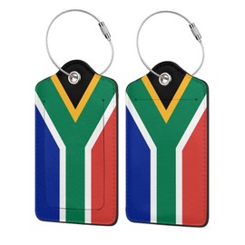 South Africa Flag Luggage Tags for Suitcases, Patriotic Luggage Tag for Women Men, 2 Pcs Flag Leather Suitcase Tags