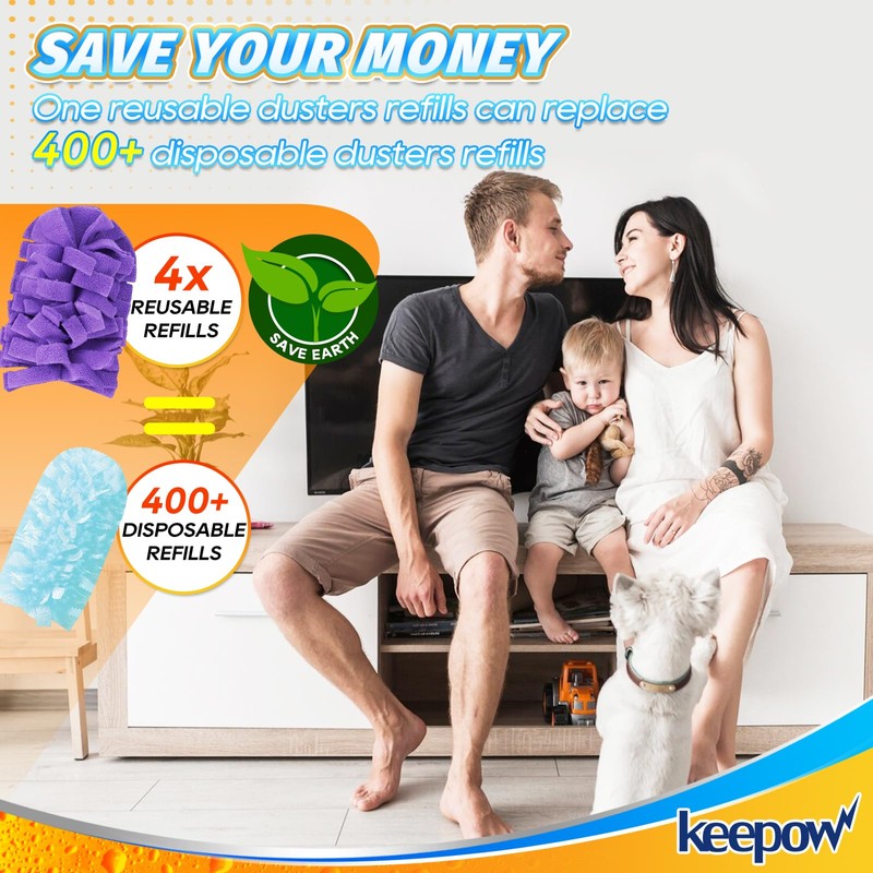 KEEPOW Reusable Duster Refill Compatible with Swiffer Hand Duster, Heavy