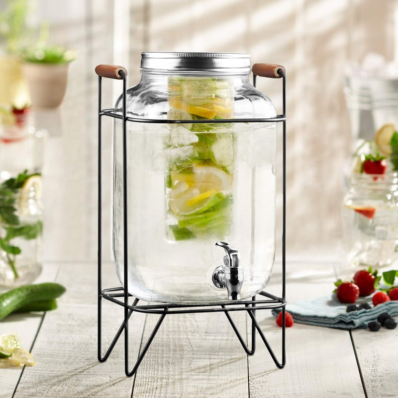 Style Setter 210741-GB 2 Gallon Infuser Glass Beverage Dispenser with