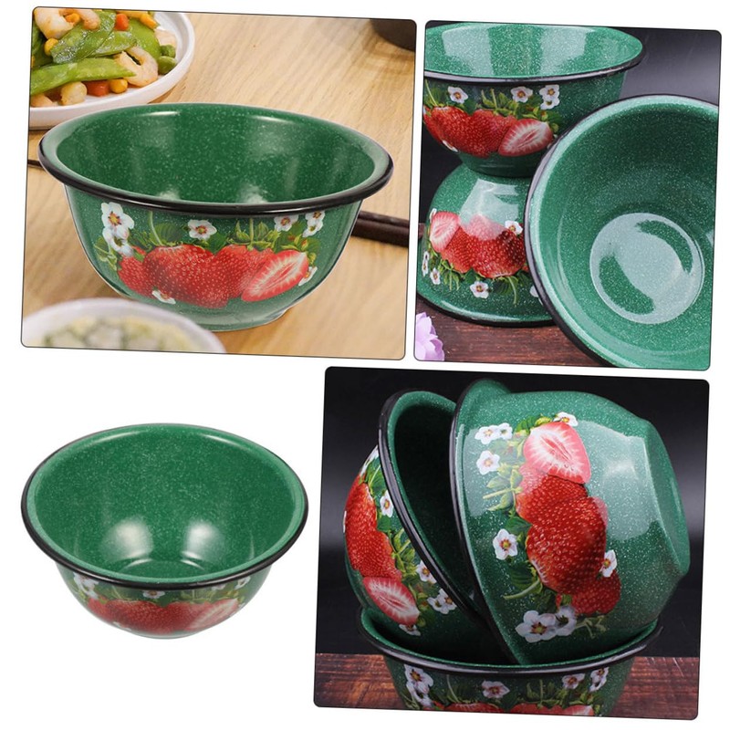Mikinona Enamel Mixing Basin Sturdy Enamel Soup Bowl for Kitchen