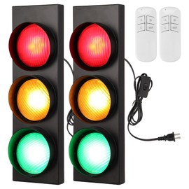 yeesport Traffic Light Wall Lamp, Retro Traffic LED Light with Remote Controller, Kids Bedroom Stop Light, Room Decor Light, Vintage Fun Signal Light for Bedroom, Living Room, Club, Bar, Pub (1)