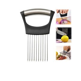 2025 Upgraded Onion Slicer, Onion Holder Chopper for Slicing, Chopper Slicer Assistant Tool, Cutter for Slicing of Meat, Potato, Tomato Kitchen Gadgets (1, Black)