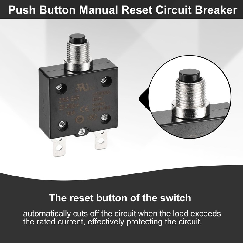 DMiotech 30A Thermal Circuit Breaker 125/250V AC 50V DC 50/60Hz