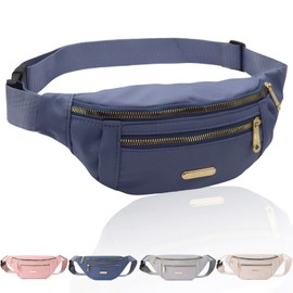 Fanny Pack Fashionable Waist Bag Casual Travel Bum Bag with 3 Zipper Pockets for Women Men Sports Running Hiking Jogging (Blue)