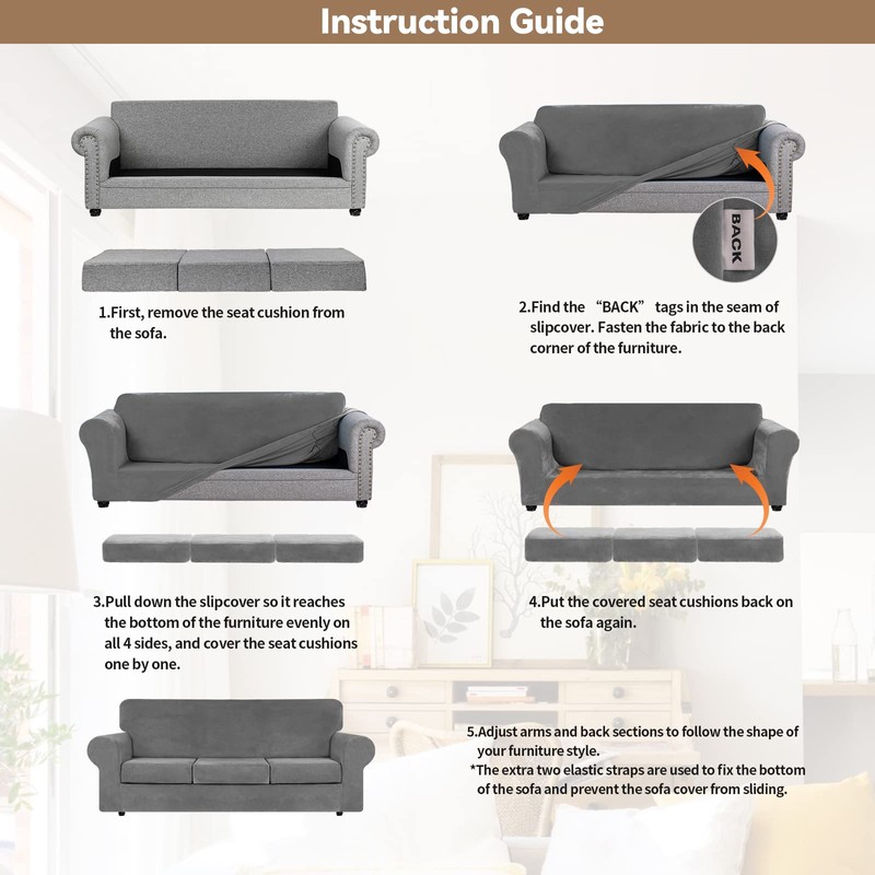 WEERRW 4 Pieces Velvet High Stretch Couch Covers for 3