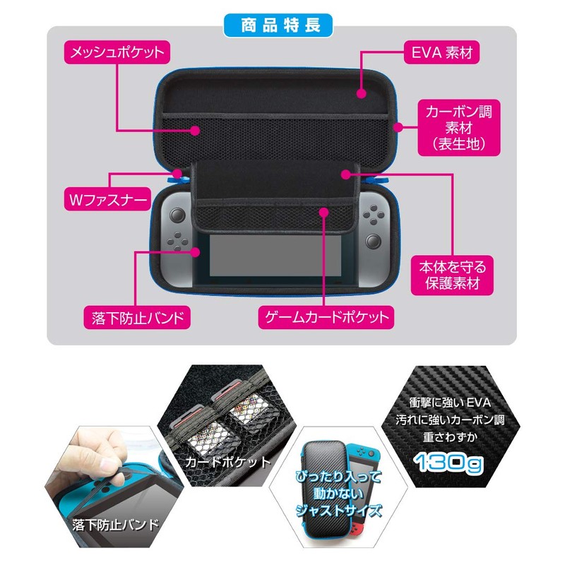 ALG-NSEVRD Switch/OLED EVA Pouch for Switch/Organic EL, Carbon Style, Black