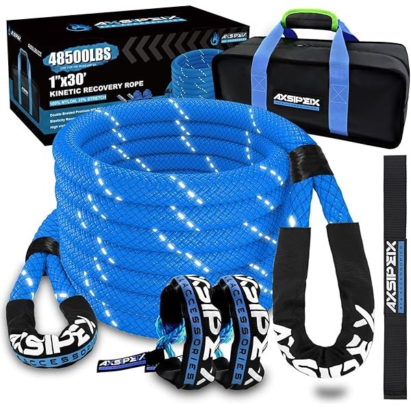 1"×30ft Kinetic Recovery Rope (48,500lbs) Heavy Duty Offroad Recovery Rope