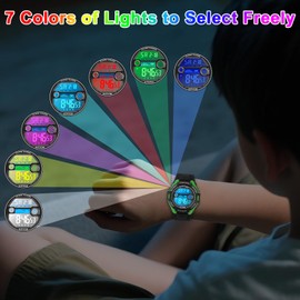 Viecaeio Kids Watches Digital Sport Watches for Boys Girls Outdoor Waterproof Ages 5-17 Suitable for 5.2-7.87in Wrists (Black with Green)