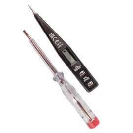 Mains Tester and Digital Display Circuit Tester Set Probe - Plain Flat Head Transparent Screwdriver, For Checking AC Live Wire Mains Circuits, DC Circuits, Automotive Systems & Low Voltage Electricals