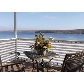 Deco4Me Balcony Privacy Screen, No Drilling, 90 x 300 cm, Grey/White, with Eyelets, Balcony Cover Made of Fine Mesh HDPE Net, Balcony Cladding, Weatherproof, Privacy Screen for Patio, Basement, Garden