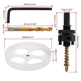Mollom (228.5mm | 9") HSS M42 with 8% Cobalt BI-Metal Hole Saw with 2 Pilot Drill Bits & Arbor Smooth Cutting for PVC,Drywall,Wood,Plastic,Gypsum Board,Rubber