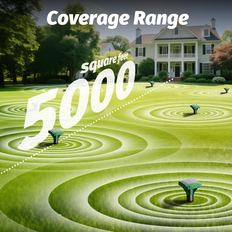 Solar Powered Mole Repeller Outdoor Vole Deterrent Gopher Repellent with