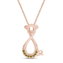 AFFY Simulated Green Peridot Pig Infinity Pendant Necklace in 14K Rose Gold Over Sterling Silver