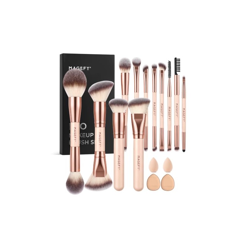MAGEFY Brochas para Maquillaje Profesional, 17 PCS Brochas de Maquillaje