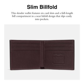 Coach Slim Billfold in Sport Calf, MAHOGANY, One Size
