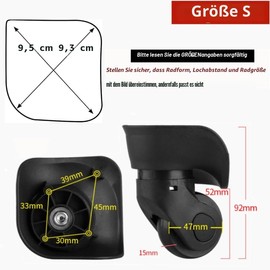 W041-2 S Replacement Luggage Wheels, 1 Pair of Luggage Wheels