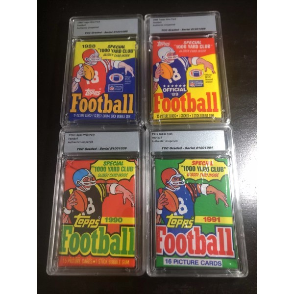1988 1989 1990 1991 Football Wax Pack Lot Graded Unopened