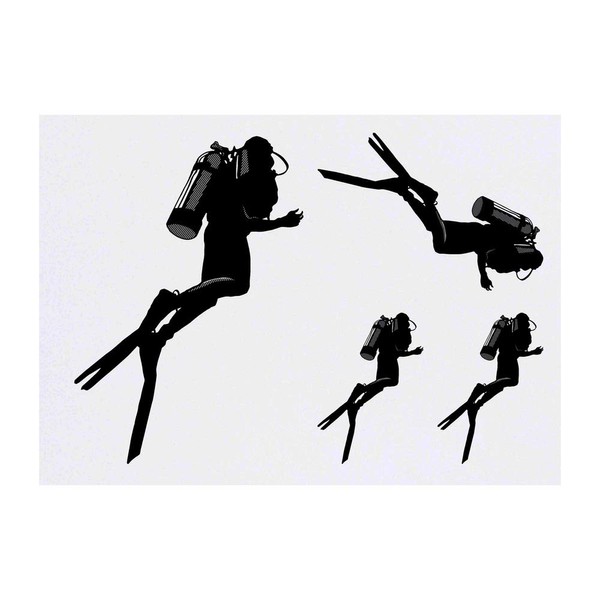 4 x 'Scuba Diver' Temporary Tattoos - Water Resistant, Skin-Safe,