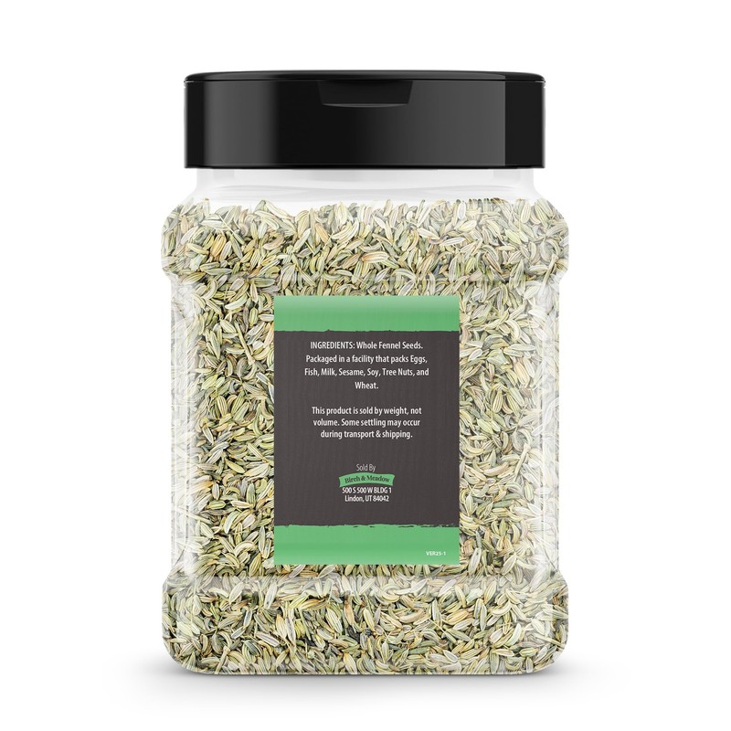 Birch & Meadow Fennel Seeds, 7.2 oz, Whole Seeds, Mild