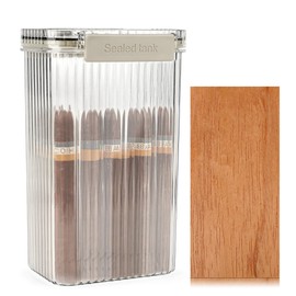 Linkidea Travel Cigar Humdior Case, Large Capacity Cigar Humidor with Cedar Chips and Moisture Packs, Clear Cigar Case Ideal Gift for Friends, Dad, Husband (Plastic)
