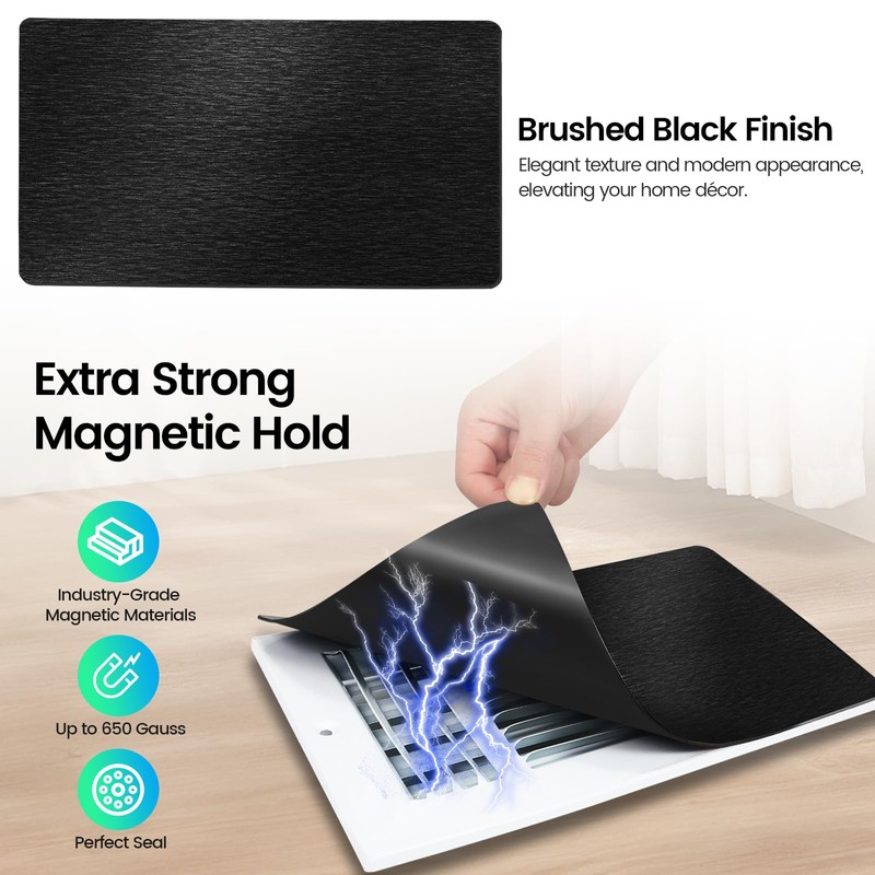 Seatern Magnetic Vent Covers, Extra Strong Magnets, Black 5.5" x