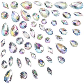 TOAOB 54 Pieces Sew On Rhinestone AB Clear Gems Acrylic Faceted Flatback Sewing Crystal Rhinestone Mix Shape for DIY Crafts Clothes Shoes Bag Decoration