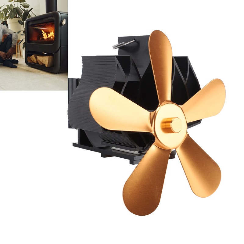 Wall Mounted Fireplace Fan 5 Blade Heat Powered Wood Stove
