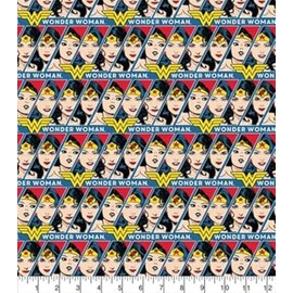 Craft Cotton Co. 100% Cotton Wonder Woman Evolution Printed Fabric 110cm Wide Ideal for Crafts, displays, Table Decoration and as a Dress Fabric