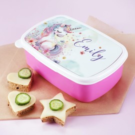 Striefchen® Lunch Box for Girls with Name of Choice – Gift Idea for First Day at School (Unicorn)