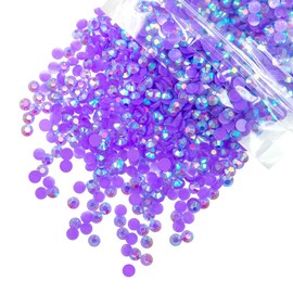 qiipii 620PCS 6mm Dark Purple AB Resin Rhinestones for Crafting Deep Purple Flatback Jelly Resin Stones Bulk SS30 Non-Hotfix Diamonds Gems Charms for Nails Face Eyes Makeup Tumblers Bottles DIY Crafts
