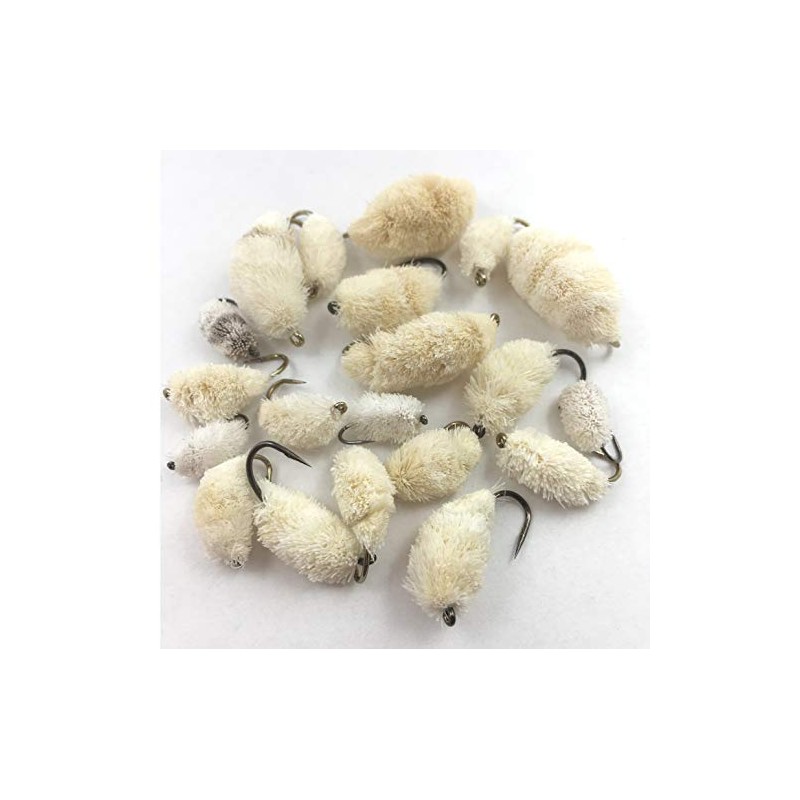 BestCity Fly Fishing White Barbless Bread flies mixed sizes pack