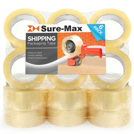Sure-Max Premium Carton Packing Tape 1.8 mil 330 Feet (110 Yards) - Clear - 18 Rolls