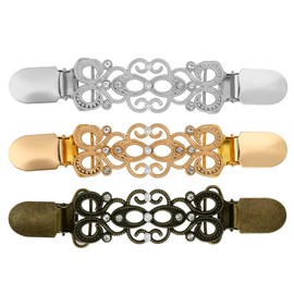 Lusofie 3 Pieces Retro Cardigan Clip Tie Up Sweater Clip and Scarf Clip Set Shawl Clips Dresses Shawl Clip for Clothing, Shawl Clasps, Ladies Dress Chain Cardigan, one size, Zinc, no gemstone