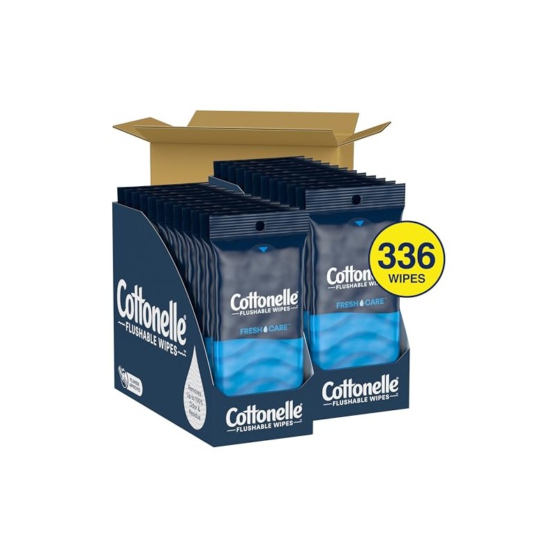 Cottonelle Toallitas limpiables, 24 paquetes de viaje On-The-Go (2 bandejas
