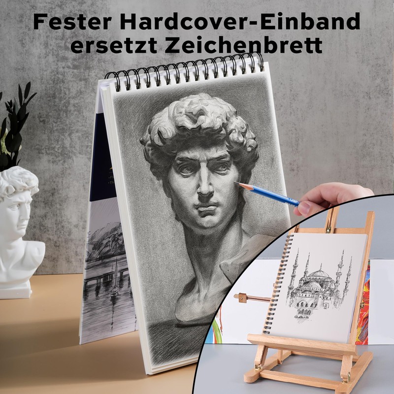 Premium A4 Hardback Sketchbook, 160 g/m² Thick Drawing Paper, 60
