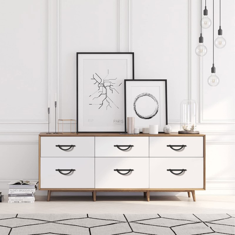 Amerdeco 10 Pack Matte Black Cabinet Pulls 5 Inch(128MM) Hole