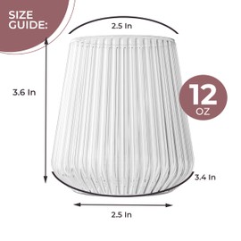 Exquisite 24 Pcs Unbreakable Stemless Plastic Wine Glasses Disposable Wine Glasses Stemless 12 Oz Ribbed Plastic Cups Reusable Clear Party Cups Disposable Cocktail Glass For Weddings & Events