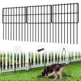 COLRASN 24 Panels Animal Barrier Fence, 1.25" Gap No Dig Fence, 17 in(H) X 26 Ft(L) Rustproof Metal Garden Fences Border Dog Rabbit Blocker, Small Wire Bottom Fencing for Outdoor Yard Patio Black